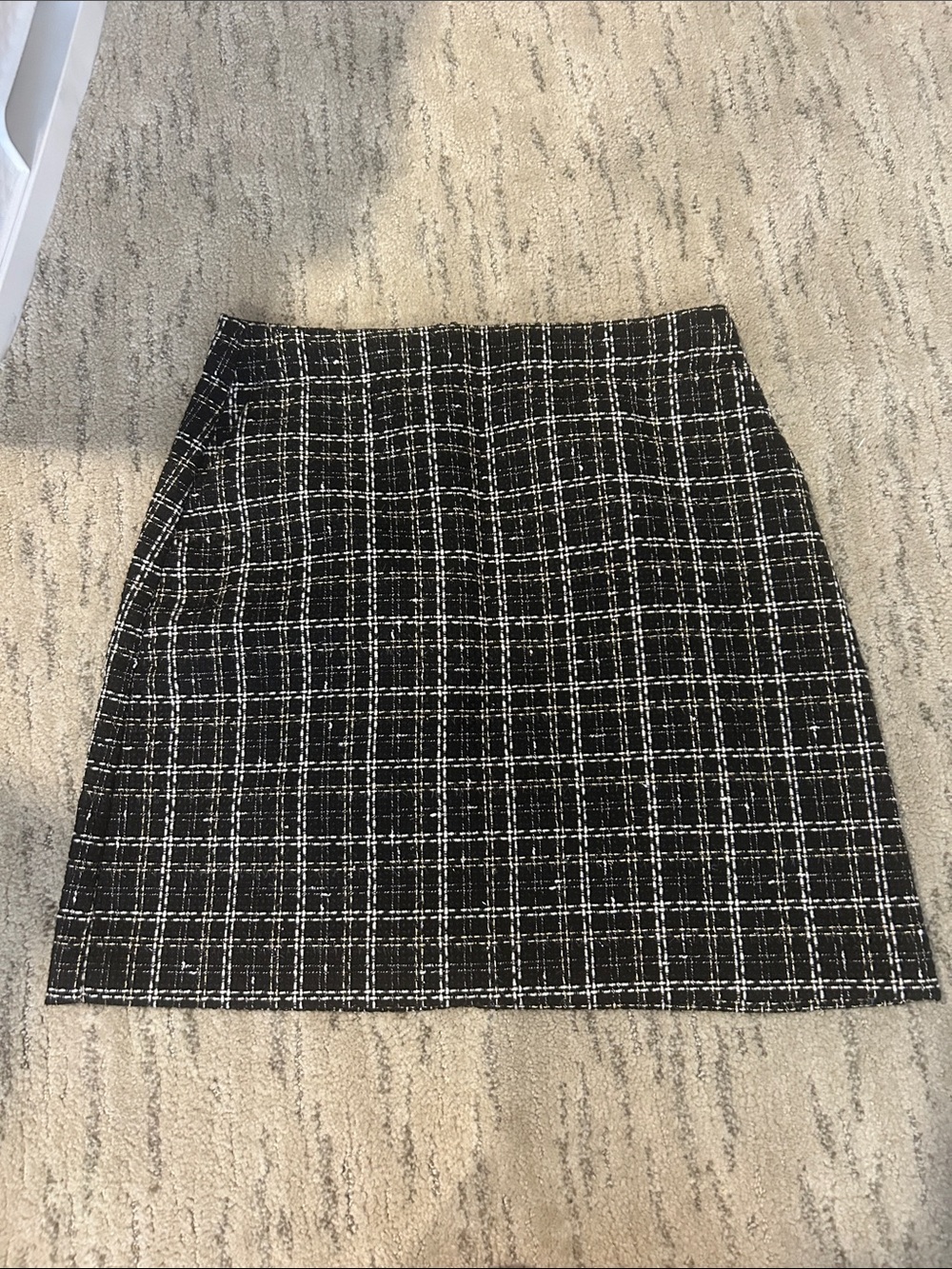 LOFT Black and White Check Tweed Skirt
